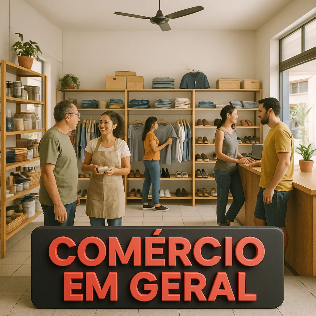 Pessoas interagindo em uma loja de bairro, ilustrando a criação de sites e e-commerce para comércio em geral e lojas em Itanhaém, Peruíbe, Mongaguá e Praia Grande